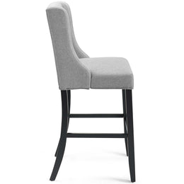 Baronet Tufted Button Upholstered Fabric Bar Stool in Light Gray