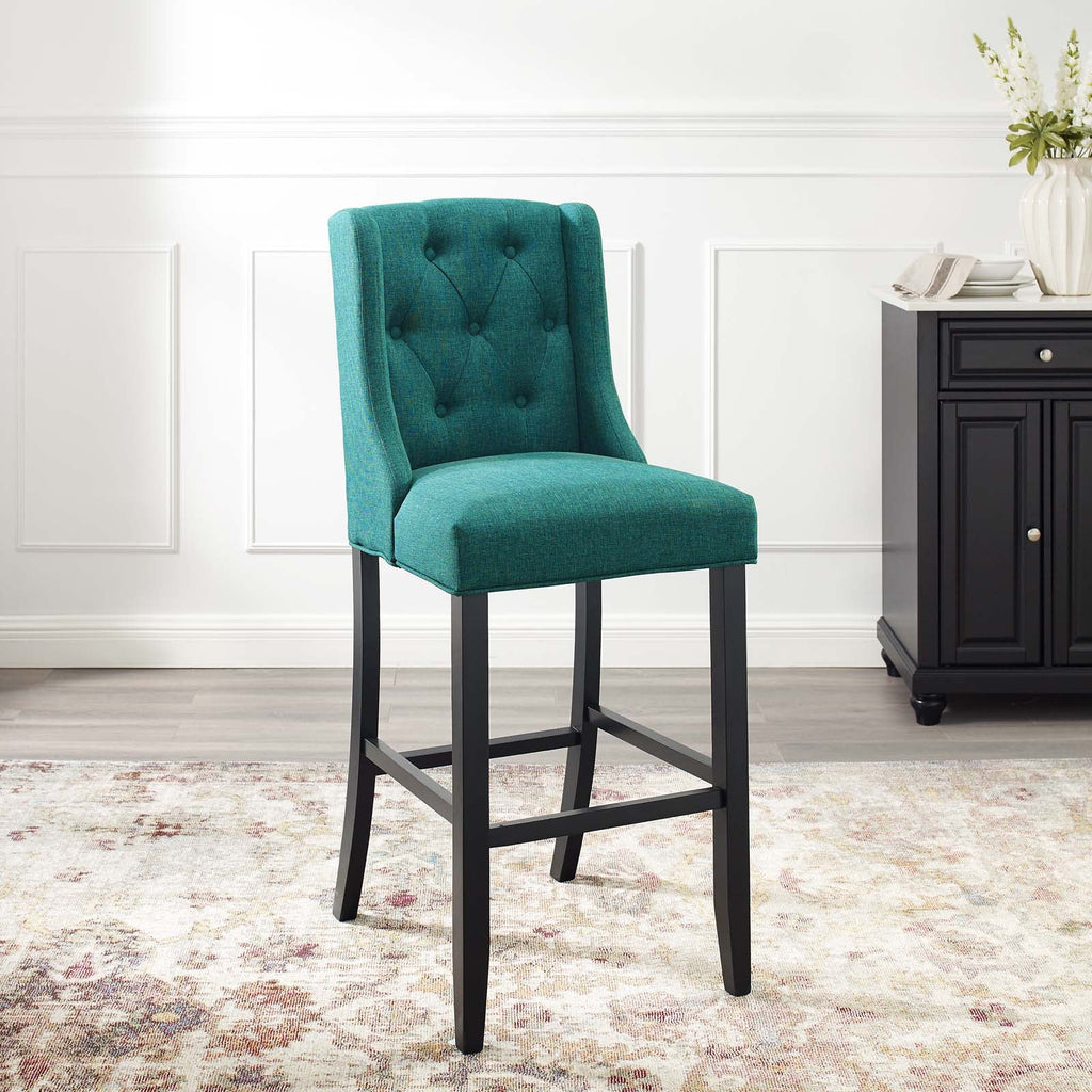 Baronet Tufted Button Upholstered Fabric Bar Stool in Teal