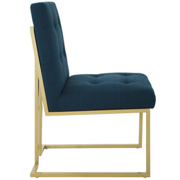 Privy Gold Stainless Steel Upholstered Fabric Dining Accent Chair in Gold Azure