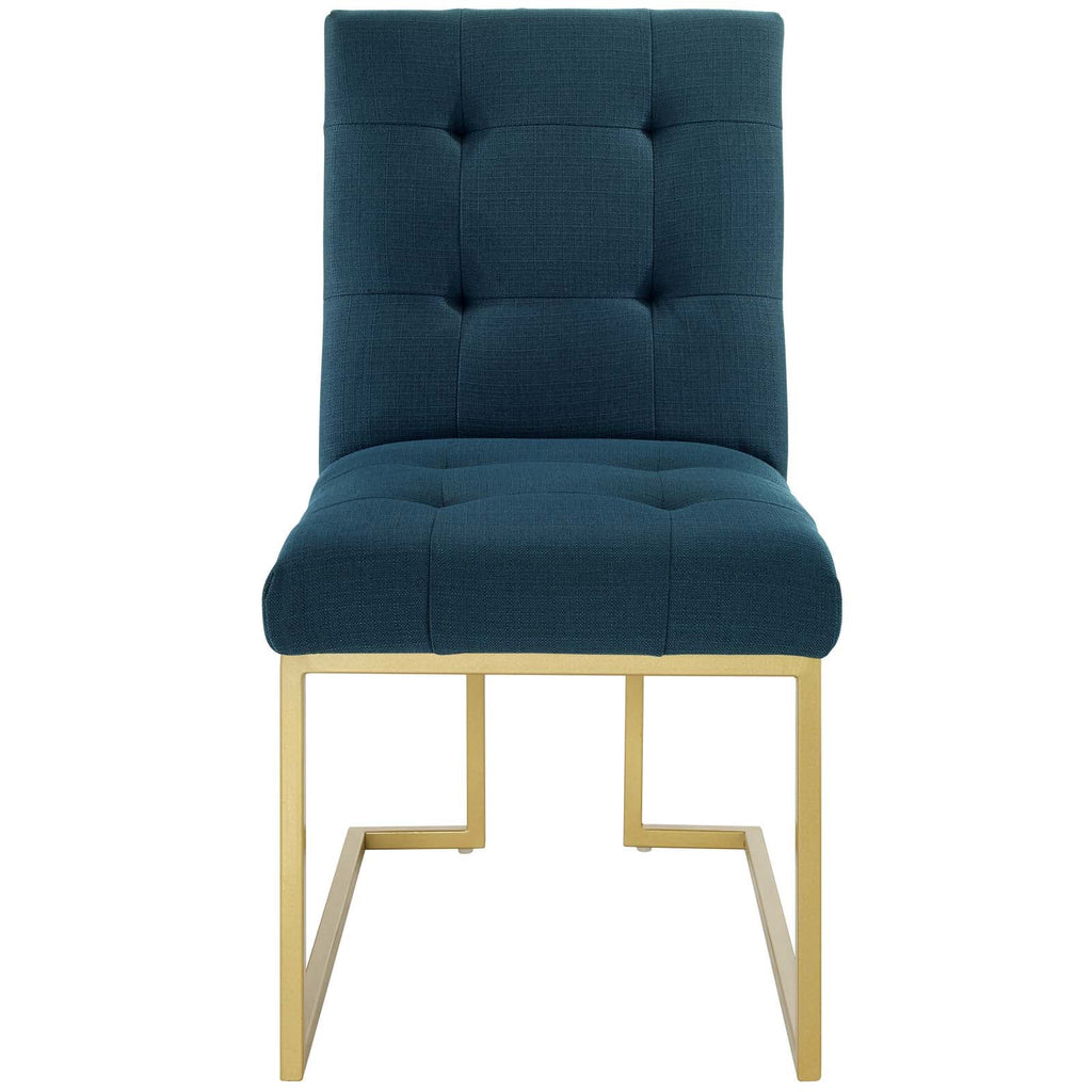 Privy Gold Stainless Steel Upholstered Fabric Dining Accent Chair in Gold Azure