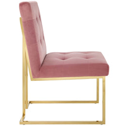 Privy Gold Stainless Steel Performance Velvet Dining Chair in Gold Dusty Rose