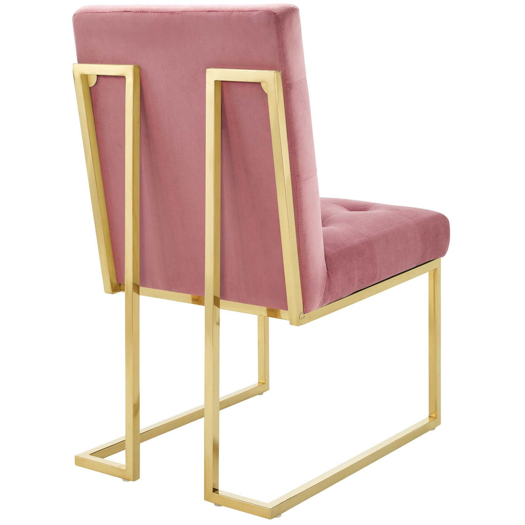Privy Gold Stainless Steel Performance Velvet Dining Chair in Gold Dusty Rose