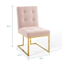 Privy Gold Stainless Steel Performance Velvet Dining Chair in Gold Pink