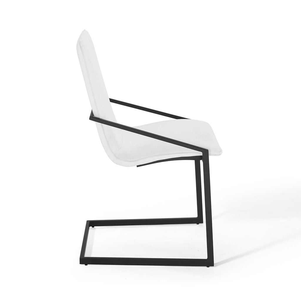 Pitch Upholstered Fabric Dining Armchair in Black White