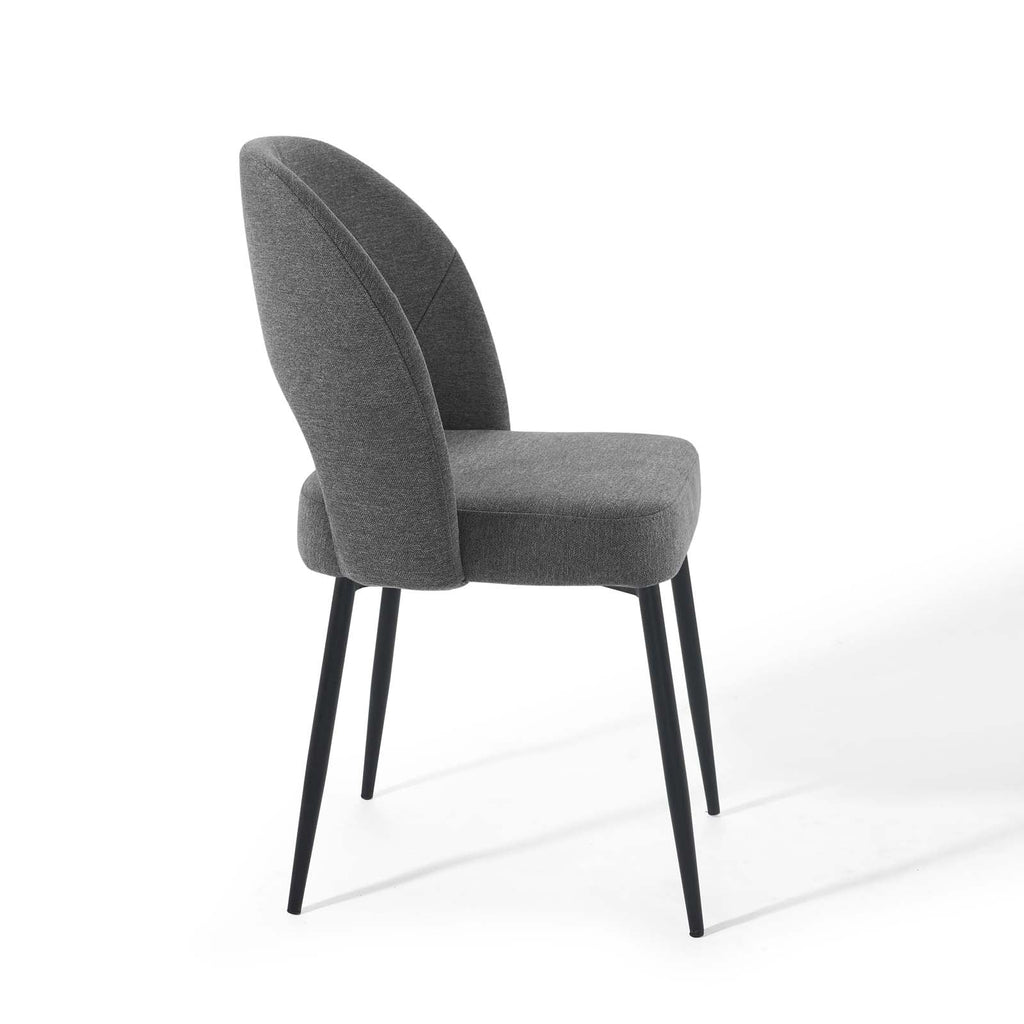 Rouse Upholstered Fabric Dining Side Chair in Black Charcoal