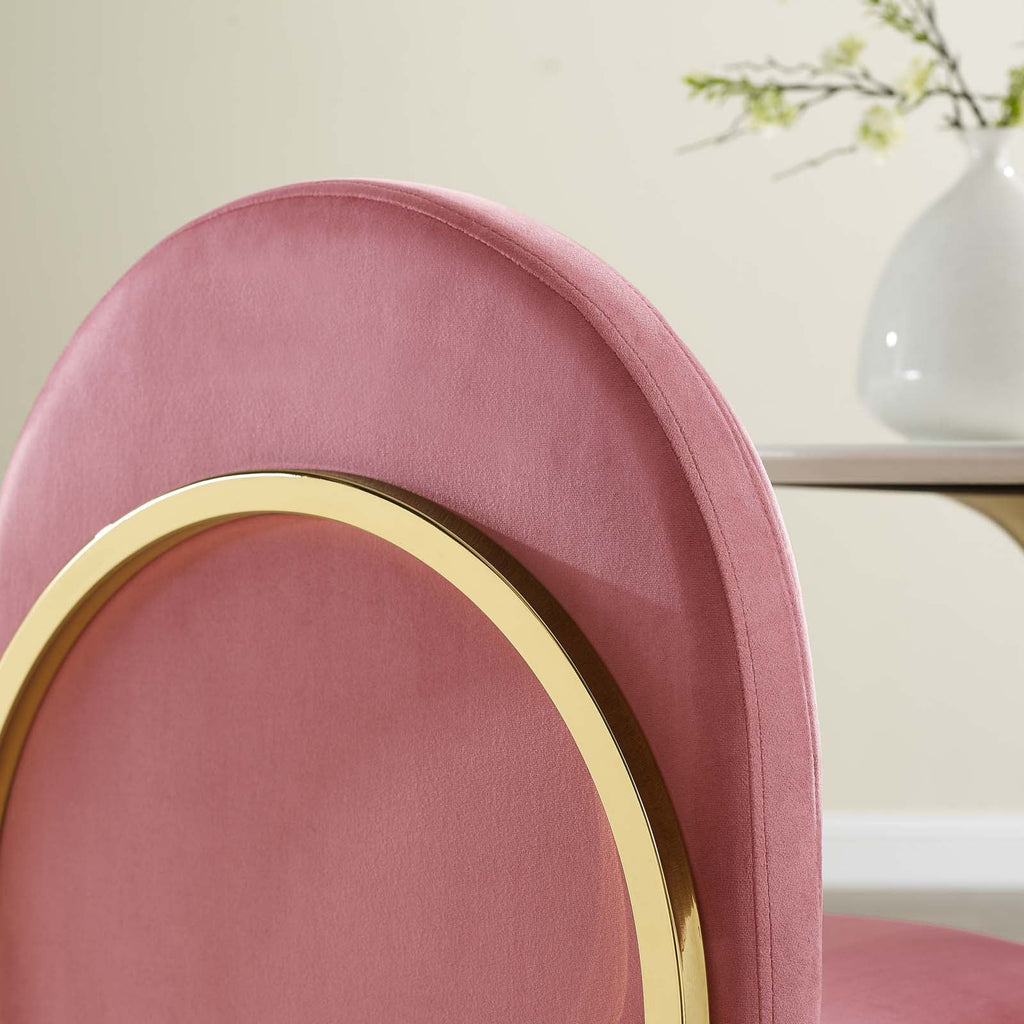 Isla Channel Tufted Performance Velvet Dining Side Chair in Gold Dusty Rose