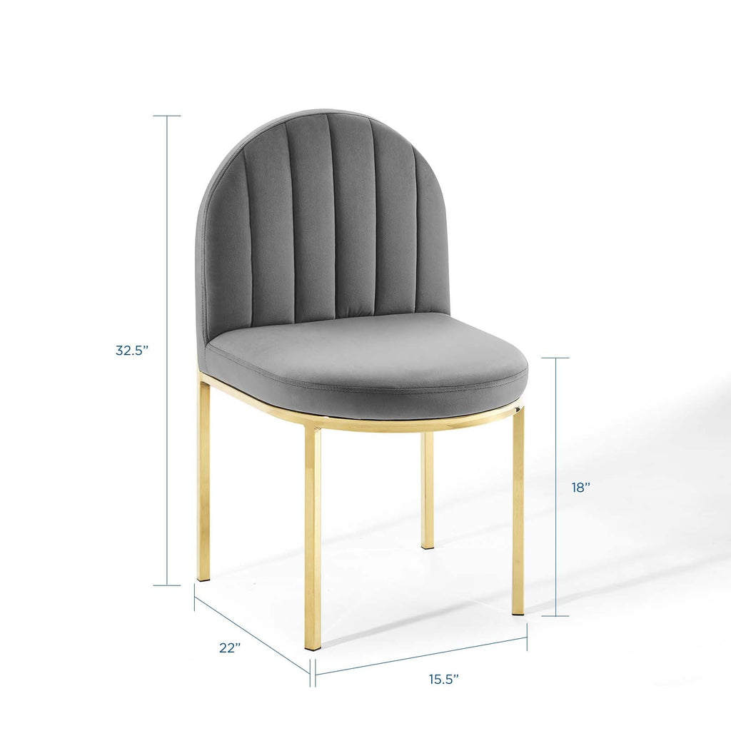 Isla Channel Tufted Performance Velvet Dining Side Chair in Gold Gray