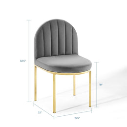 Isla Channel Tufted Performance Velvet Dining Side Chair in Gold Gray