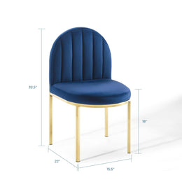 Isla Channel Tufted Performance Velvet Dining Side Chair in Gold Navy