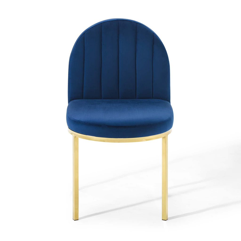 Isla Channel Tufted Performance Velvet Dining Side Chair in Gold Navy