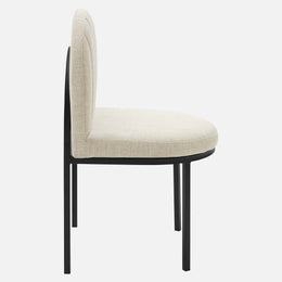 Isla Channel Tufted Upholstered Fabric Dining Side Chair in Black Beige