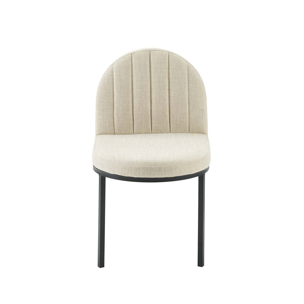 Isla Channel Tufted Upholstered Fabric Dining Side Chair in Black Beige