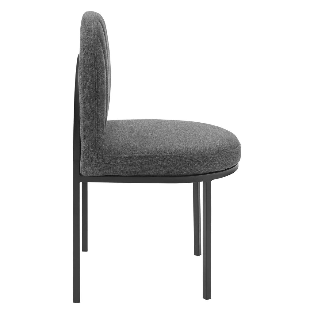 Isla Channel Tufted Upholstered Fabric Dining Side Chair in Black Charcoal