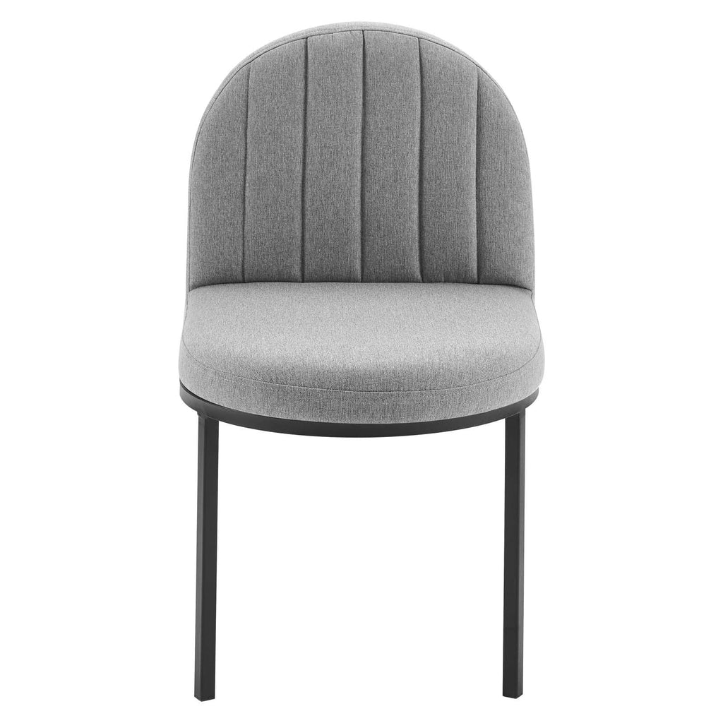 Isla Channel Tufted Upholstered Fabric Dining Side Chair in Black Light Gray