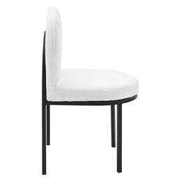 Isla Channel Tufted Upholstered Fabric Dining Side Chair in Black White