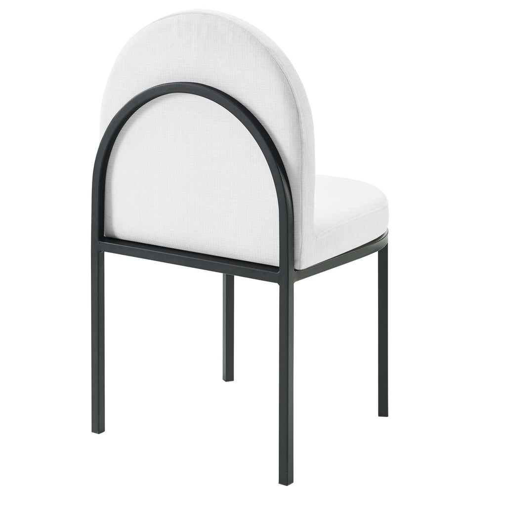 Isla Channel Tufted Upholstered Fabric Dining Side Chair in Black White