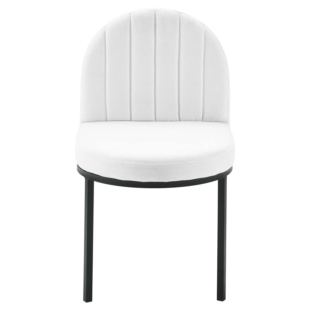 Isla Channel Tufted Upholstered Fabric Dining Side Chair in Black White