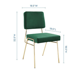 Craft Performance Velvet Dining Side Chair in Gold Green