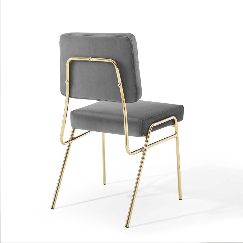 Craft Performance Velvet Dining Side Chair in Gold Gray