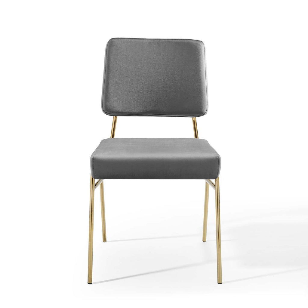 Craft Performance Velvet Dining Side Chair in Gold Gray