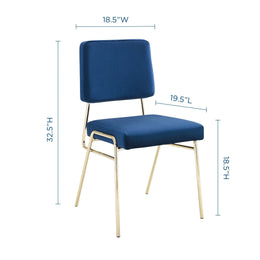 Craft Performance Velvet Dining Side Chair in Gold Navy