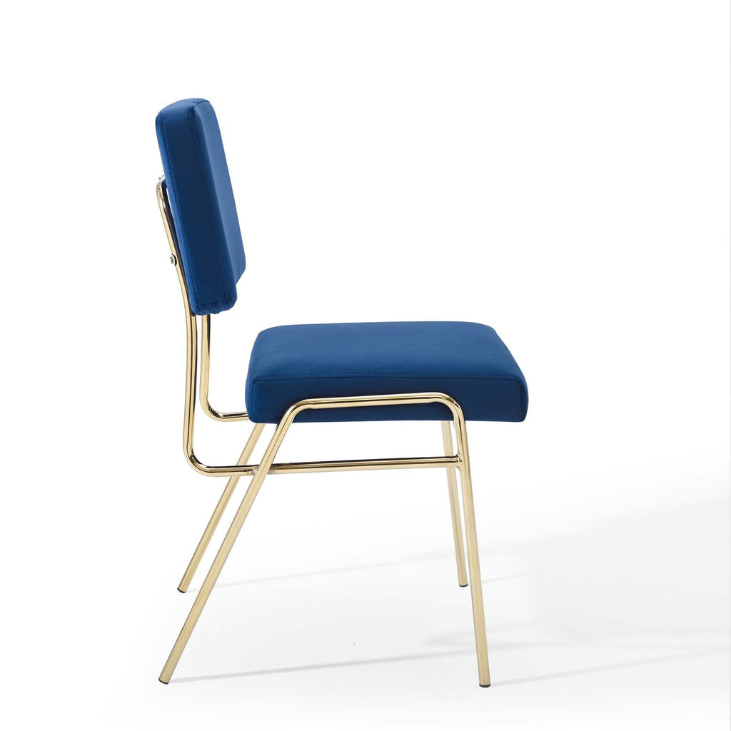 Craft Performance Velvet Dining Side Chair in Gold Navy