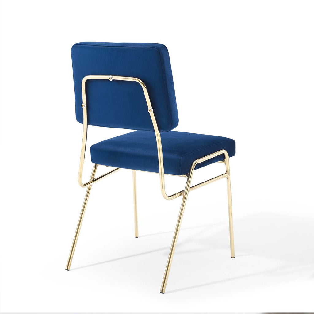 Craft Performance Velvet Dining Side Chair in Gold Navy