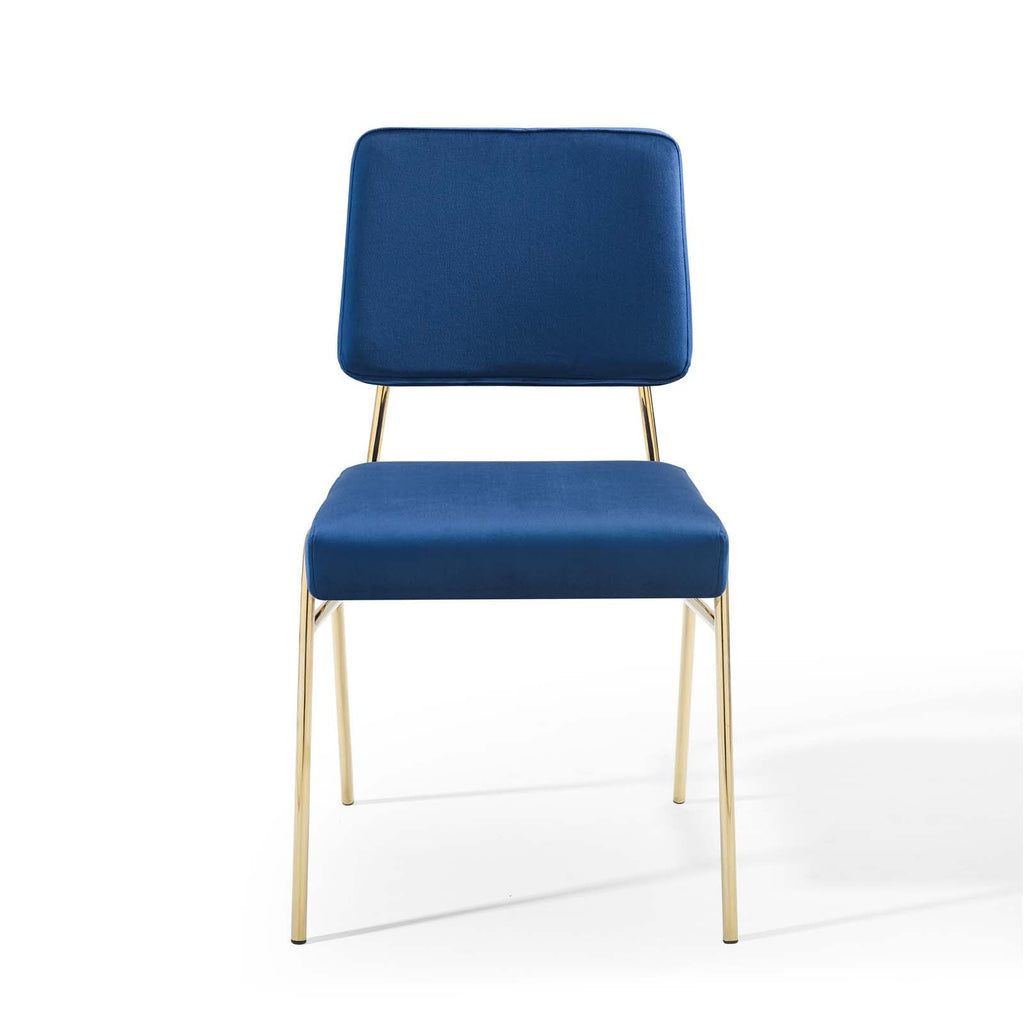 Craft Performance Velvet Dining Side Chair in Gold Navy