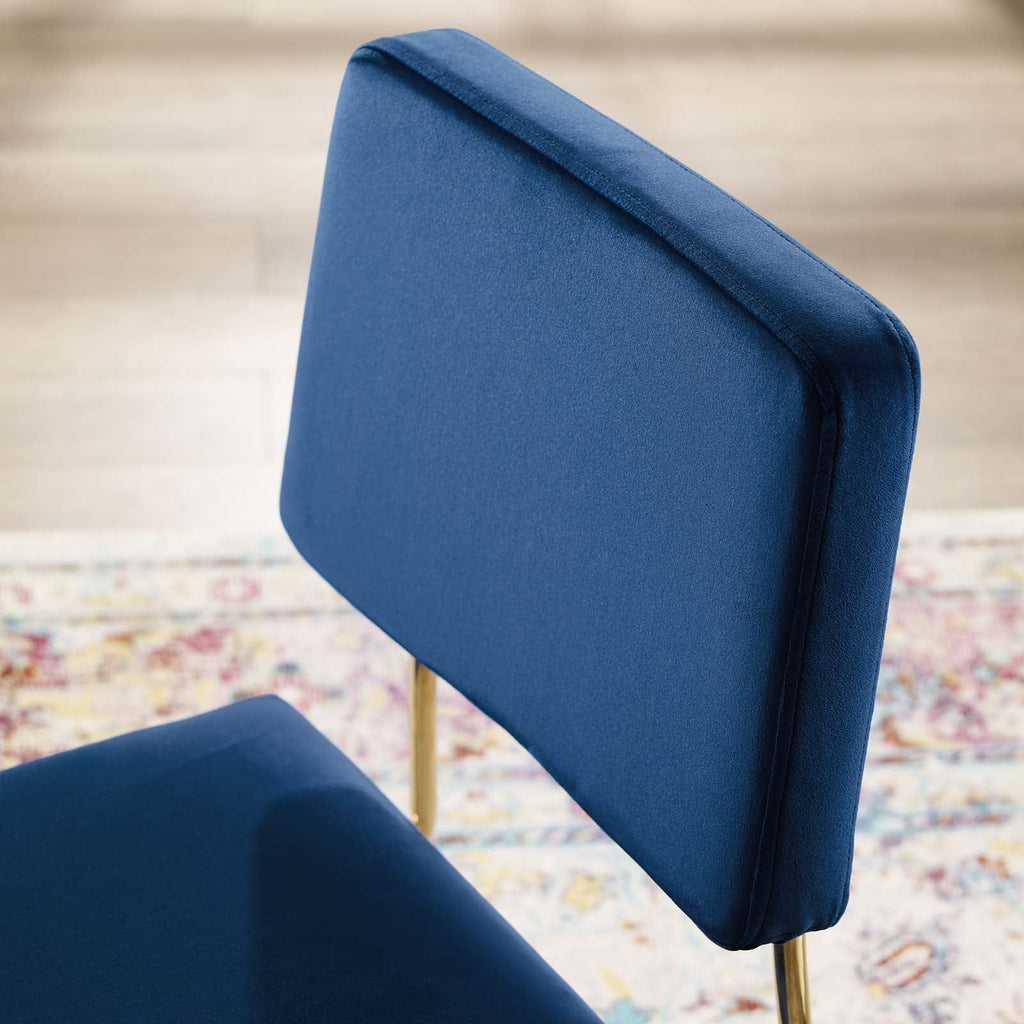 Craft Performance Velvet Dining Side Chair in Gold Navy