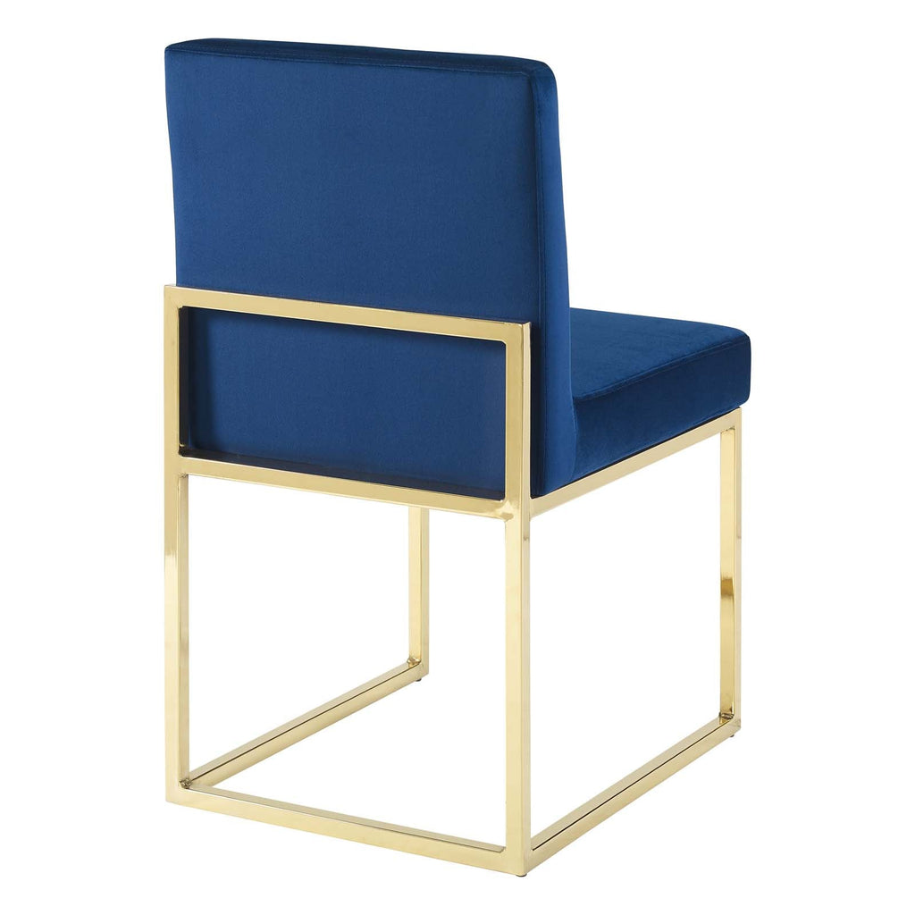 Carriage Channel Tufted Sled Base Performance Velvet Dining Chair in Gold Navy