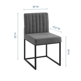 Carriage Channel Tufted Sled Base Upholstered Fabric Dining Chair in Black Charcoal