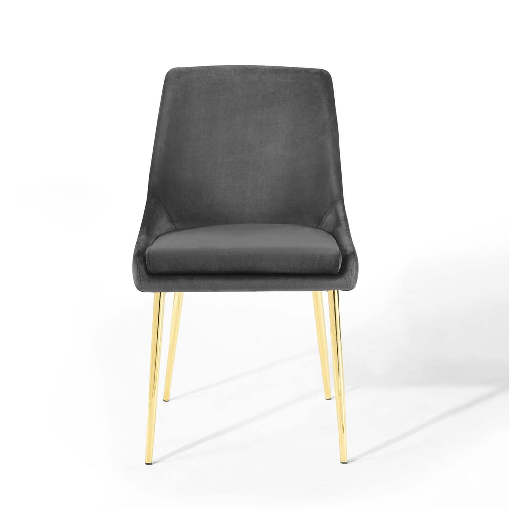 Viscount Performance Velvet Dining Chairs - Set of 2 in Gold Charcoal