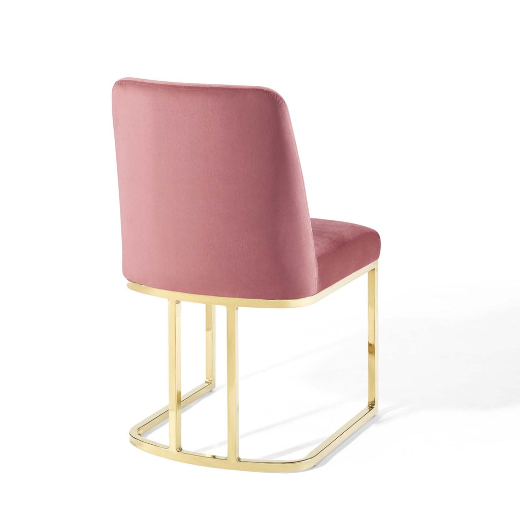 Amplify Sled Base Performance Velvet Dining Side Chair in Gold Dusty Rose