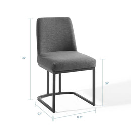 Amplify Sled Base Upholstered Fabric Dining Side Chair in Black Charcoal