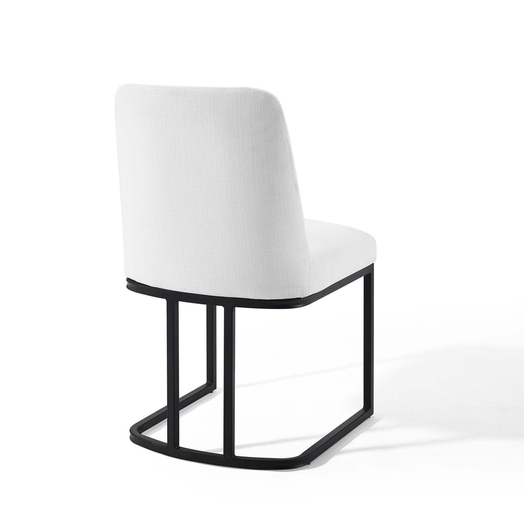 Amplify Sled Base Upholstered Fabric Dining Side Chair in Black White