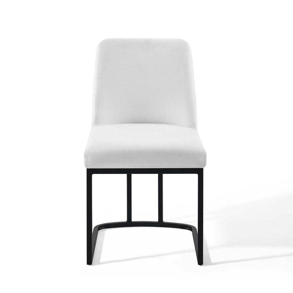 Amplify Sled Base Upholstered Fabric Dining Side Chair in Black White