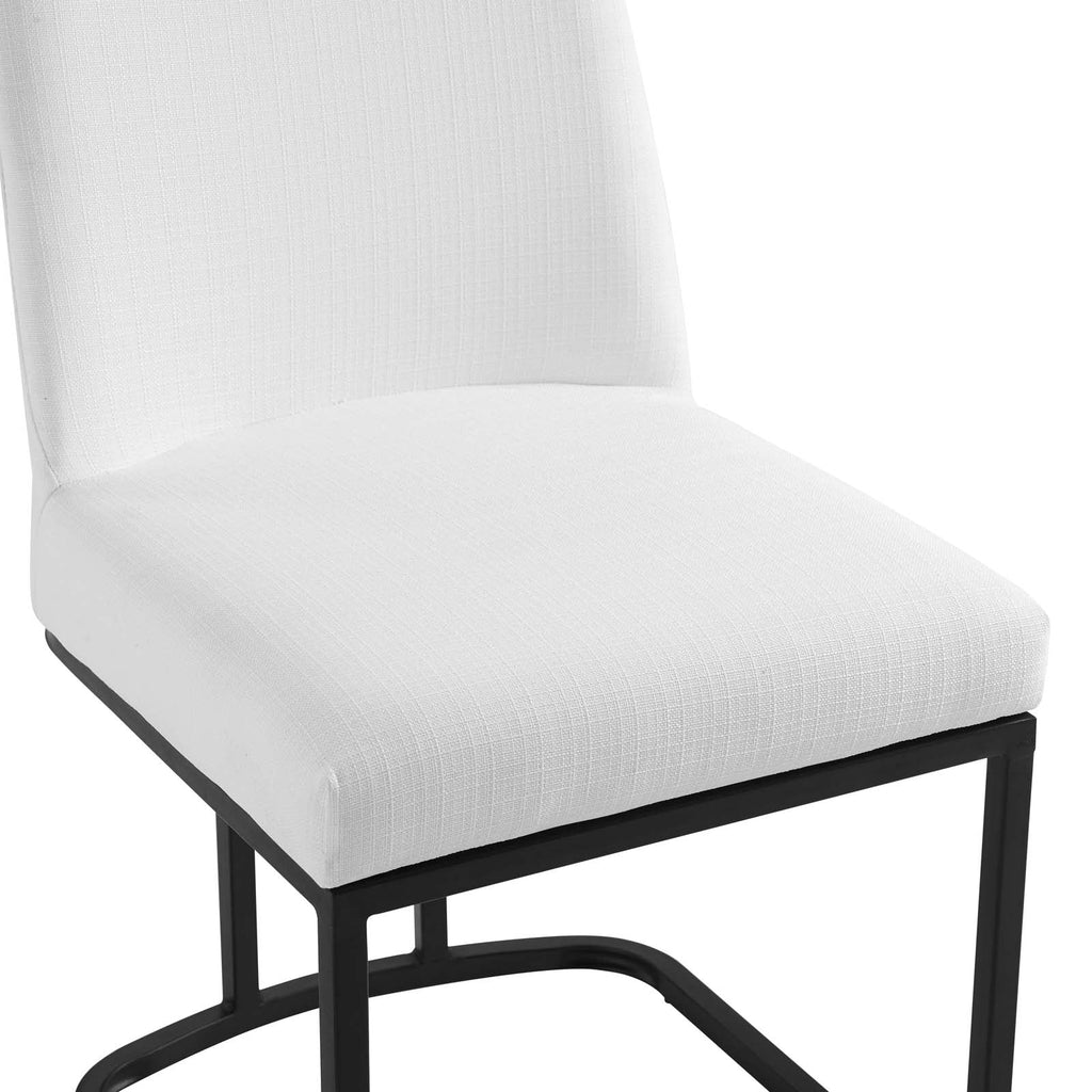 Amplify Sled Base Upholstered Fabric Dining Side Chair in Black White