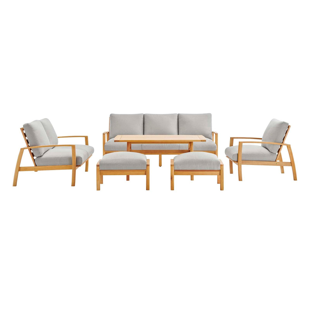 Orlean 6 Piece Outdoor Patio Eucalyptus Wood Dining Set