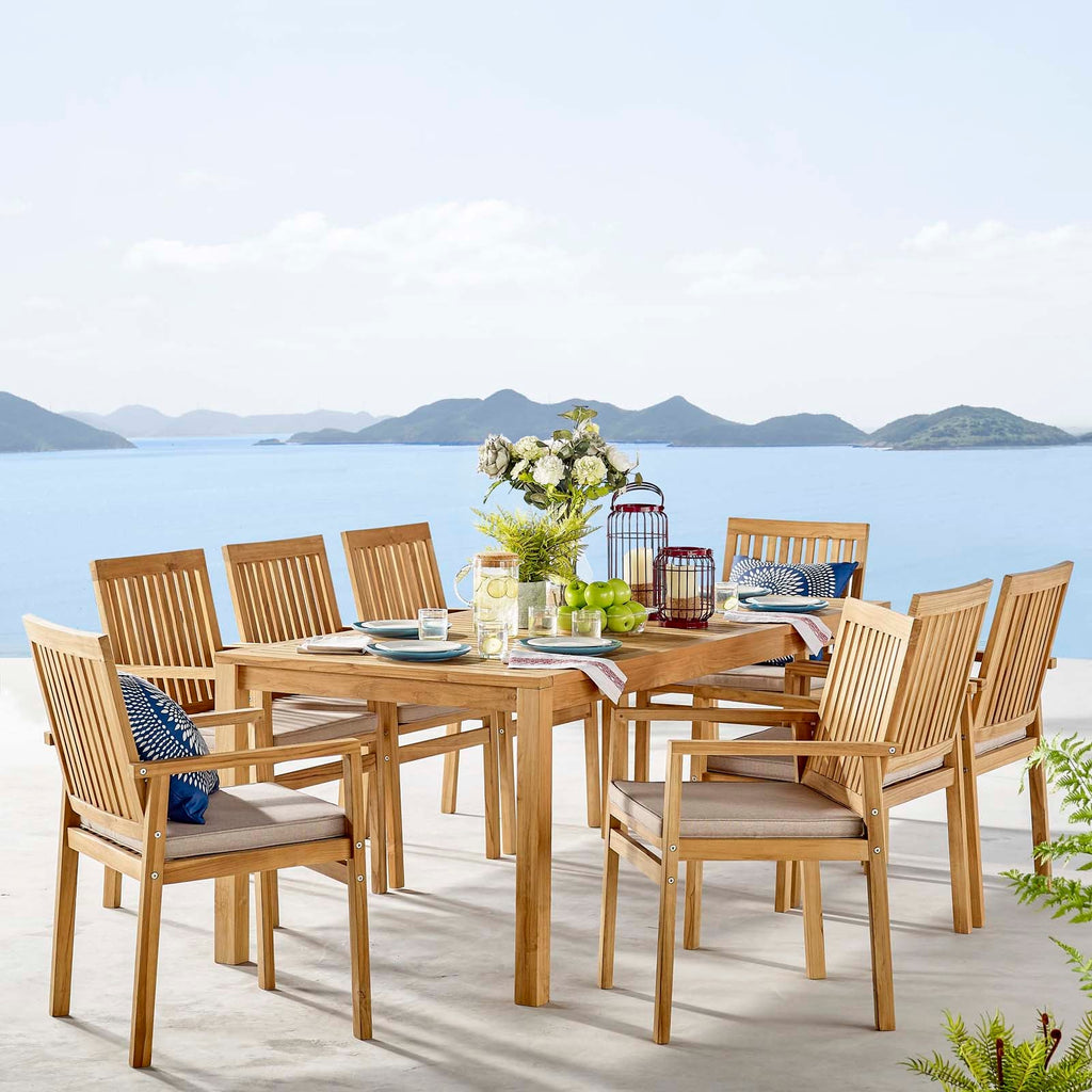 Farmstay 9 Piece Outdoor Patio Teak Wood Dining Set