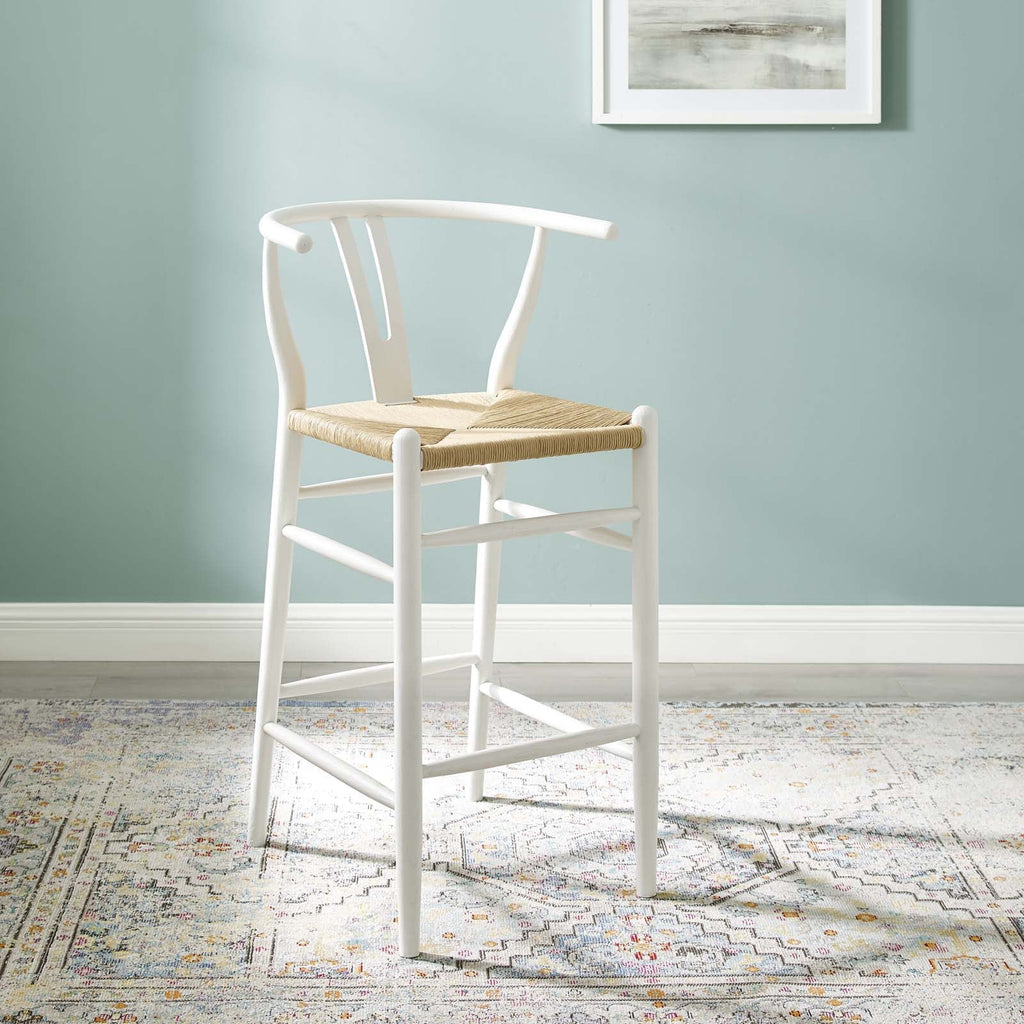 Amish Wood Bar Stool in White