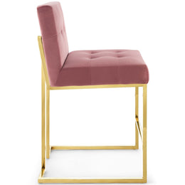 Privy Gold Stainless Steel Performance Velvet Counter Stool in Gold Dusty Rose