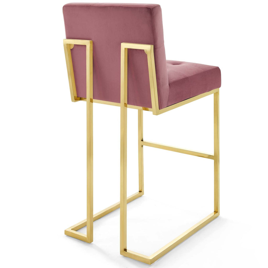 Privy Gold Stainless Steel Performance Velvet Bar Stool in Gold Dusty Rose