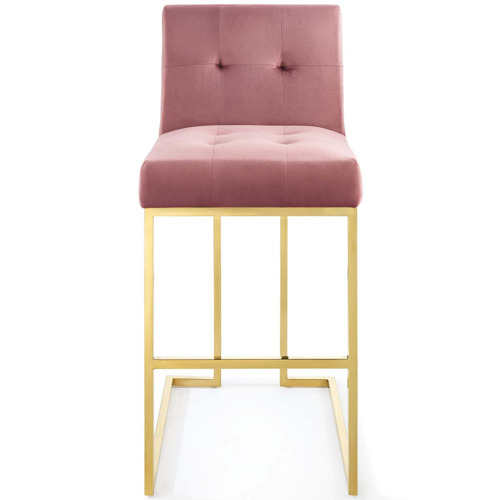 Privy Gold Stainless Steel Performance Velvet Bar Stool in Gold Dusty Rose