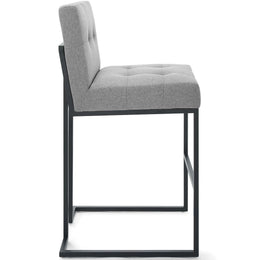 Privy Black Stainless Steel Upholstered Fabric Bar Stool in Black Light Gray