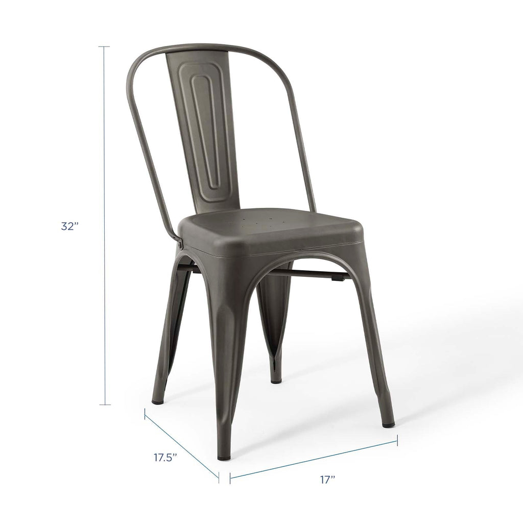 Promenade Bistro Dining Side Chair Set of 2 in Gunmetal