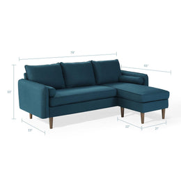 Revive Upholstered Right or Left Sectional Sofa in Azure