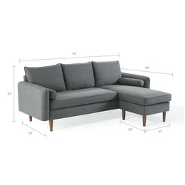 Revive Upholstered Right or Left Sectional Sofa in Gray