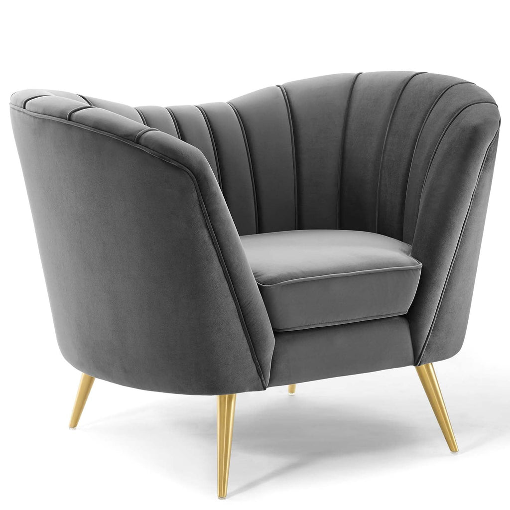 Opportunity Performance Velvet Armchair in Gray