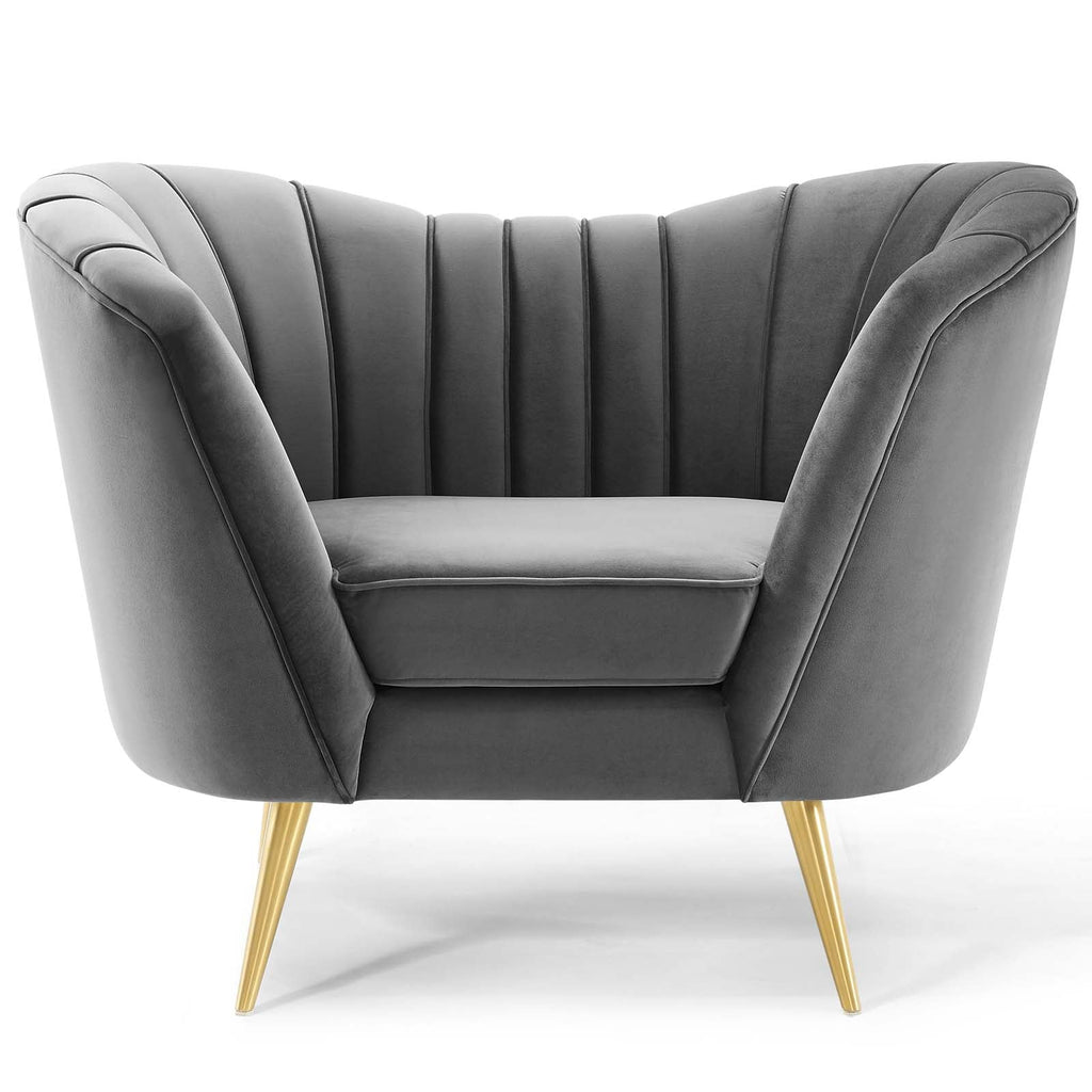 Opportunity Performance Velvet Armchair in Gray