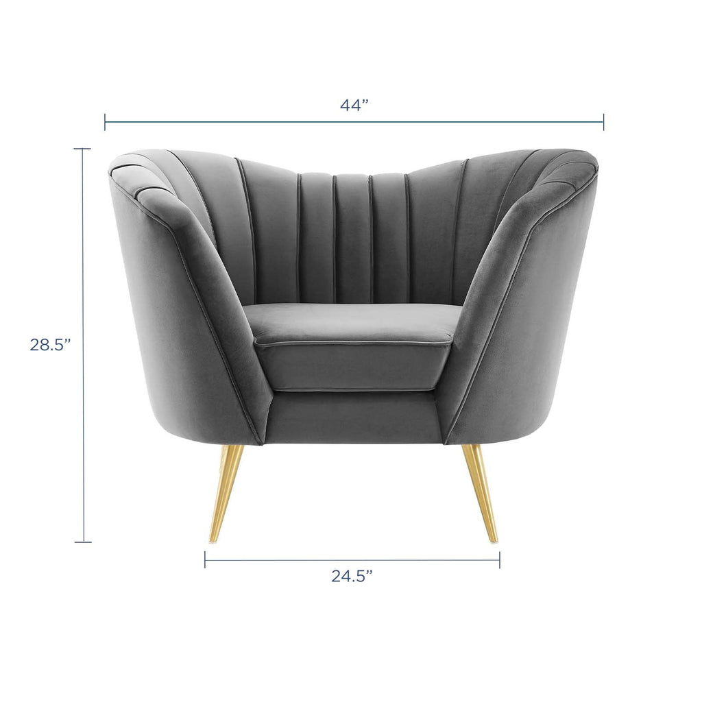 Opportunity Performance Velvet Armchair in Gray